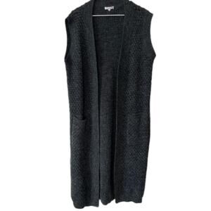 Baciano Women's L Whimsigoth Sleeveless Longline Waffle Knit Gray Sweater Vest